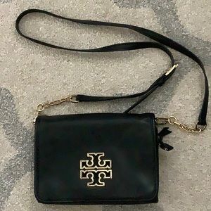 Tory Burch black leather crossbody purse